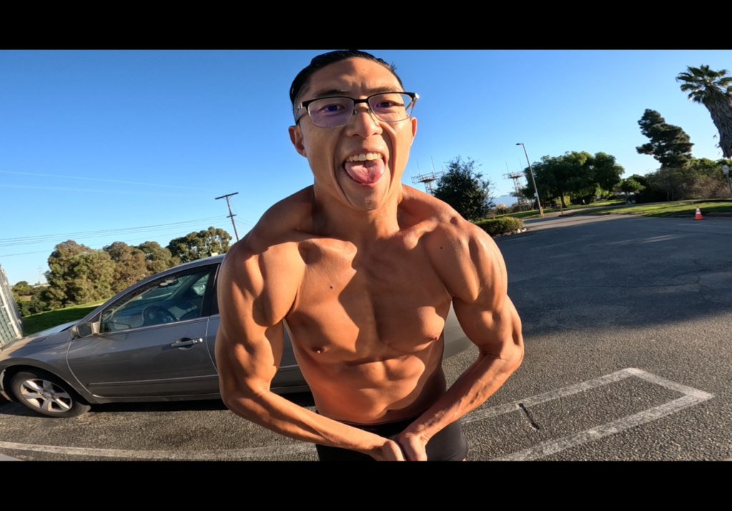 Eric Kim Front flex hard mean Jacked